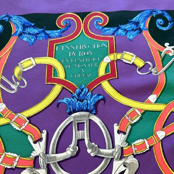 Hermes Paris L'Instruction du Roy Bayadere shawl 140 silk Authentic - Picture 4 of 7